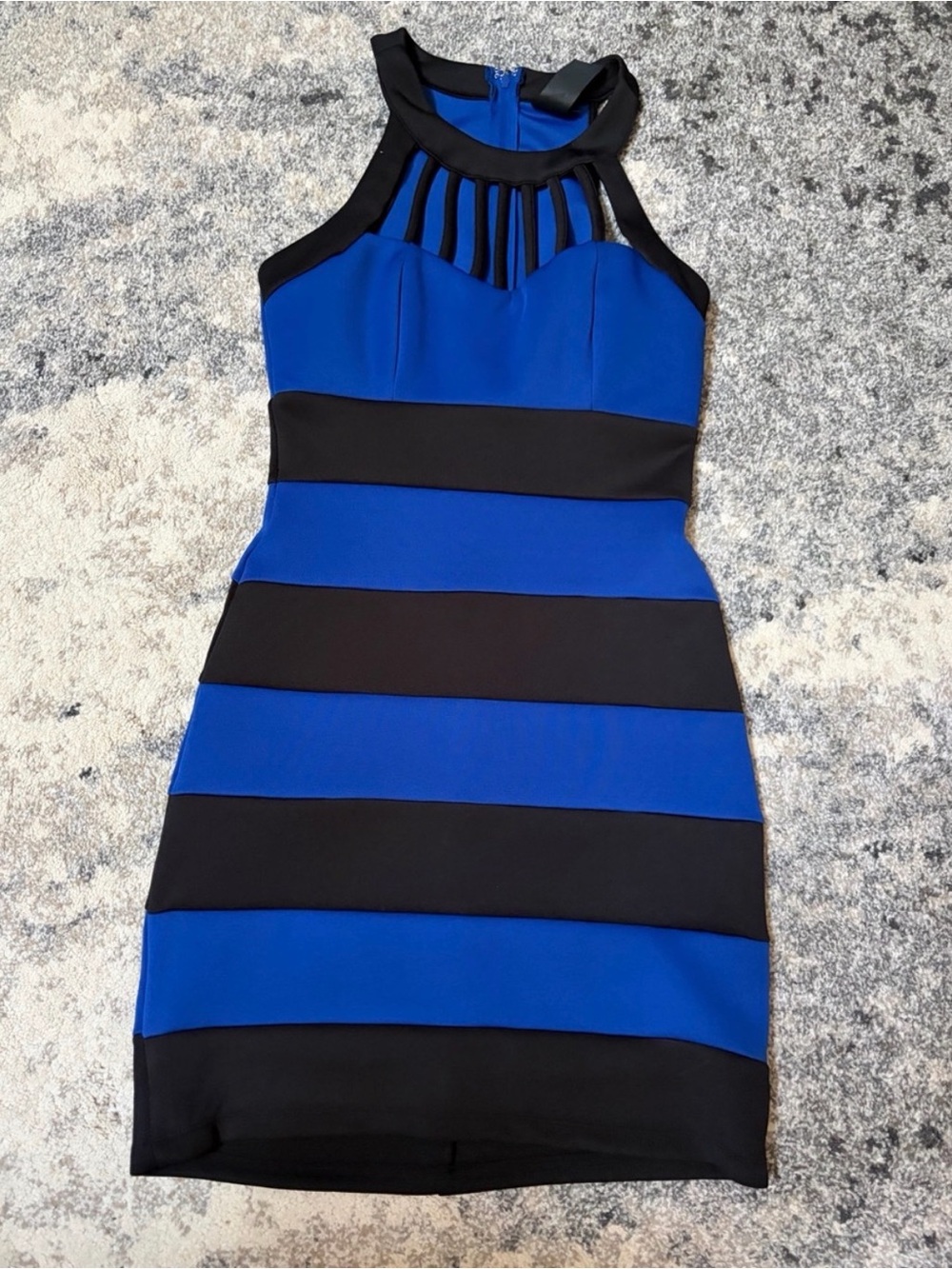 Blue & Black Striped Dress